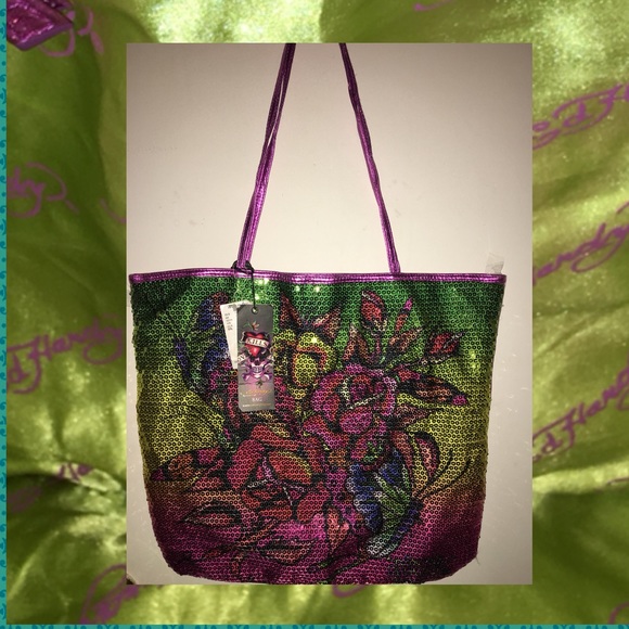 Ed Hardy Handbags - Sequined Ed Hardy Shoulder Bag